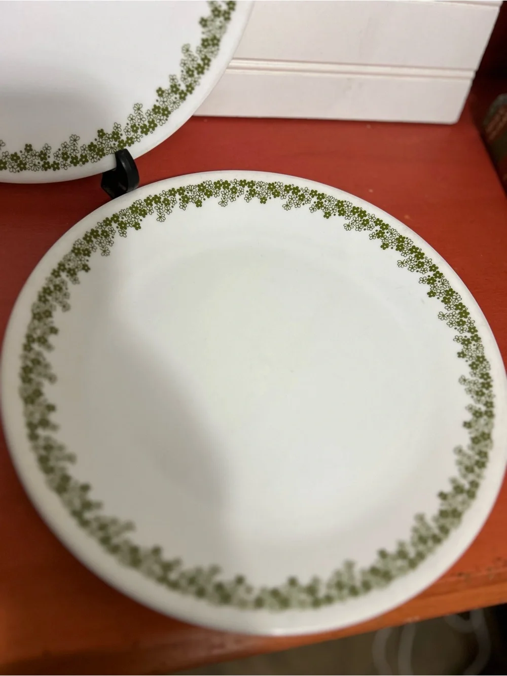 Set of 4 10.5 inch Corelle Green Daisy Spring Blossom Dinner Plates